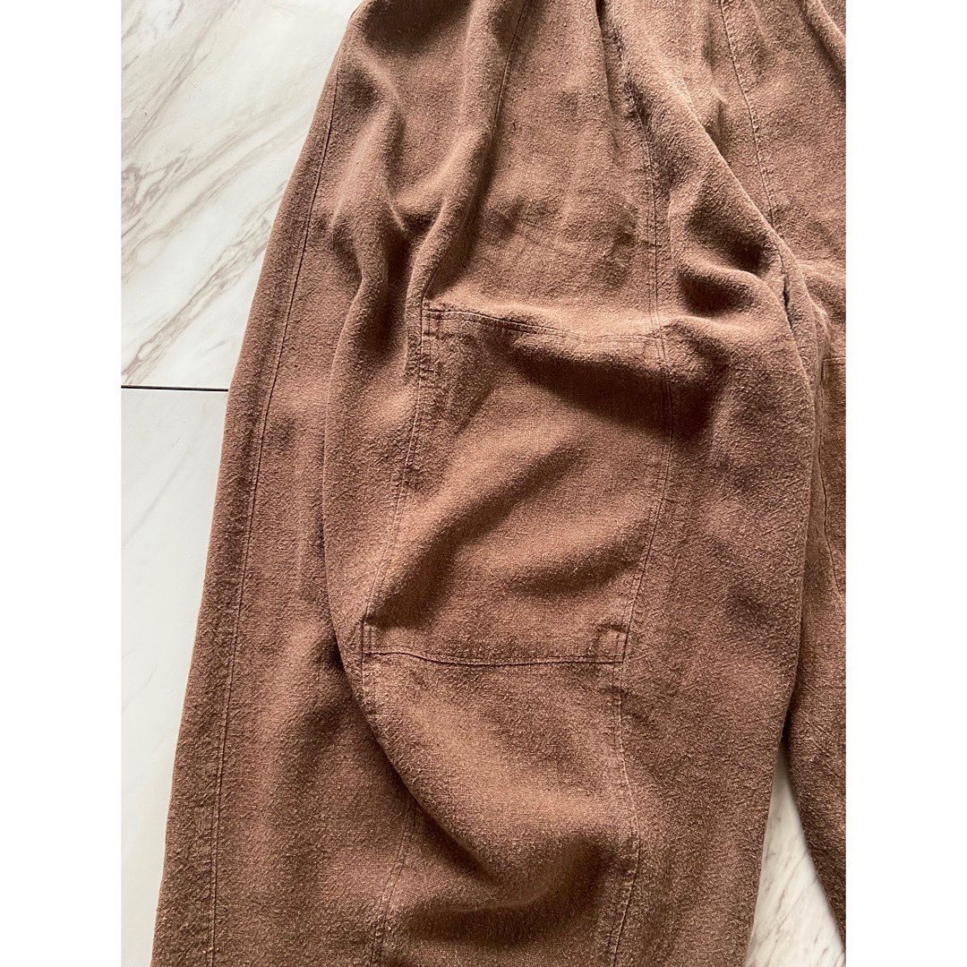 ポケ付き vintage 90s 肉厚 リネン コットン 極太 ワイド 袴パンツ