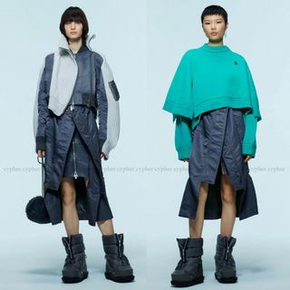 3 新品 22AW sacai ナイロン ツイル ミックス スカート 黒 サカイ