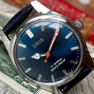 オリス(ORIS)の【かっこいい】オリス メンズ腕時計 ブルー 手巻き ヴィンテージ(腕時計(アナログ))