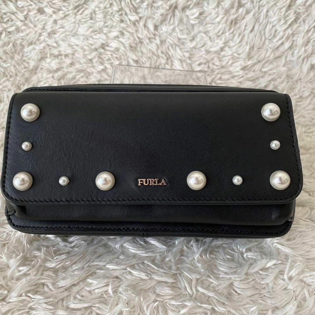 新品同様♡ FURLA フルラ デリッツィオーサ ショルダーバッグ パール 黒