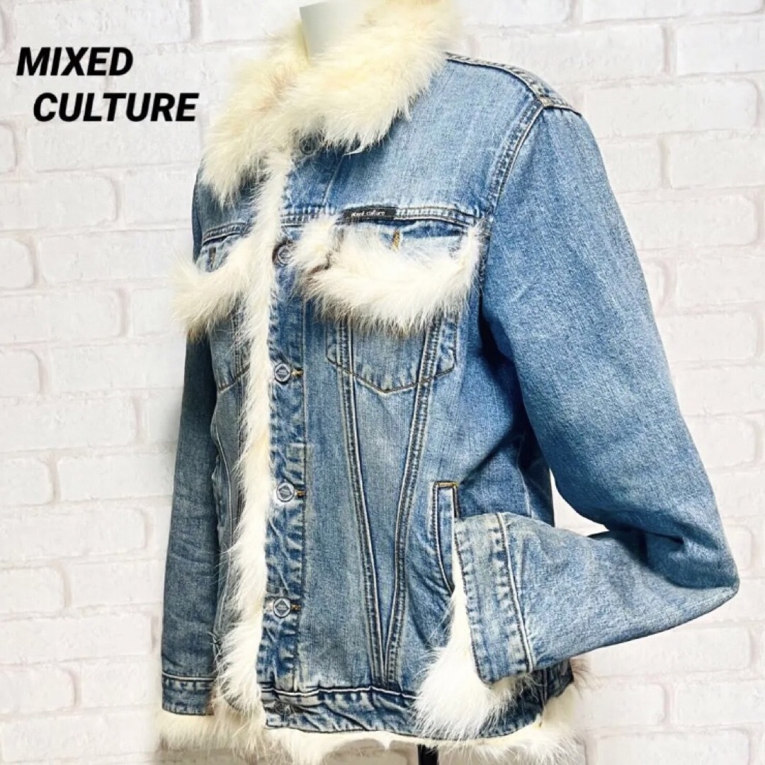 87 MIXED CULTURE ミックス カルチャー ファー デニムジャケット レディースのジャケット/アウター(Gジャン/デニムジャケット)の商品写真