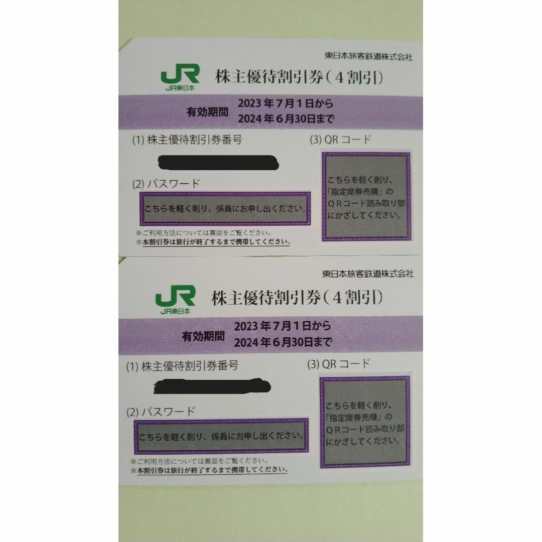 【即日・迅速発送】　 JR東日本株主優待鉄道割引券　２枚。その他