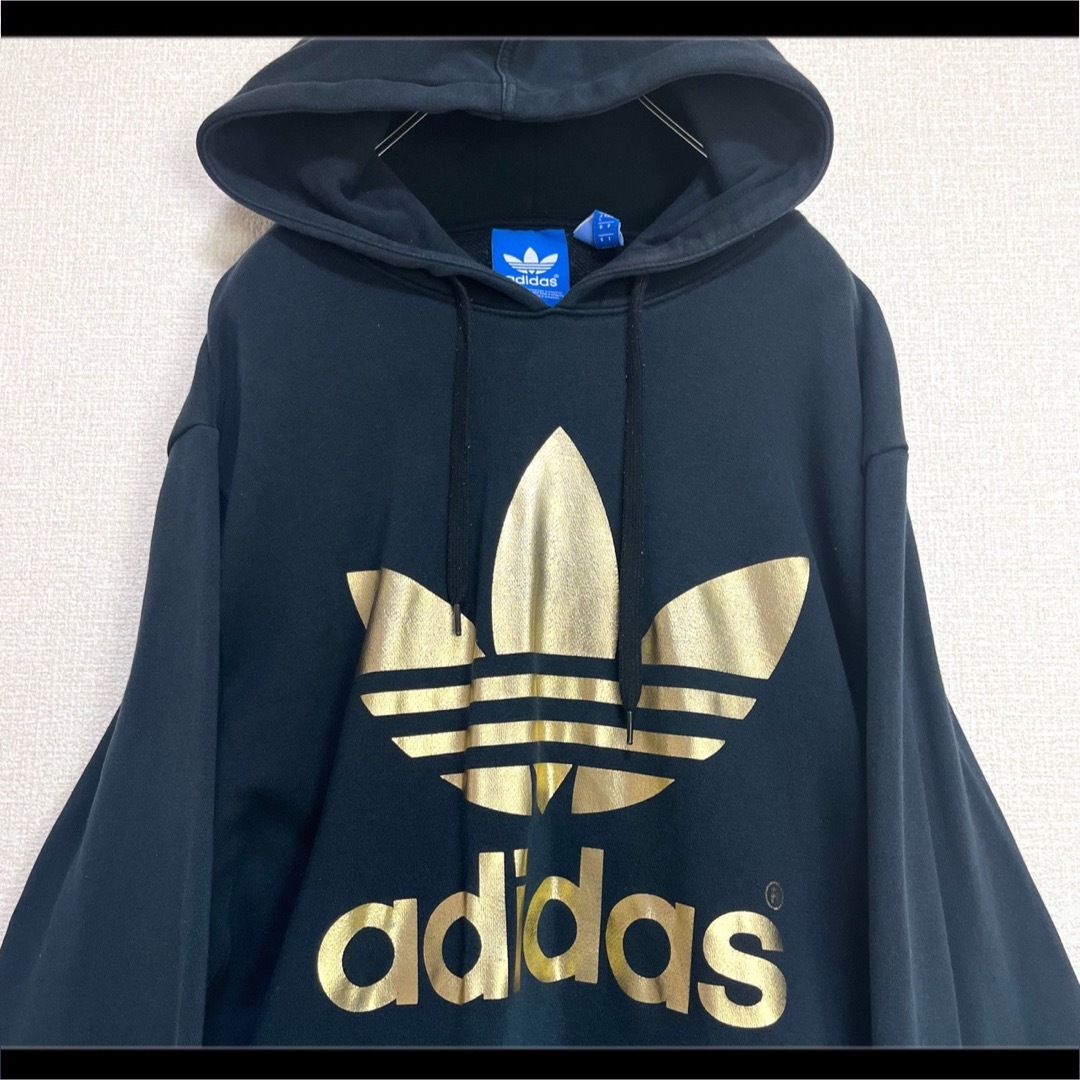 adidas - adidas アディダス パーカー フーディ ブラック でかロゴ