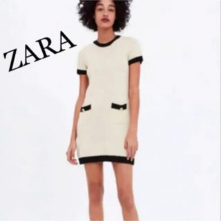 ザラ(ZARA)のZARA 配色バイカラー ワンピース M(ひざ丈ワンピース)