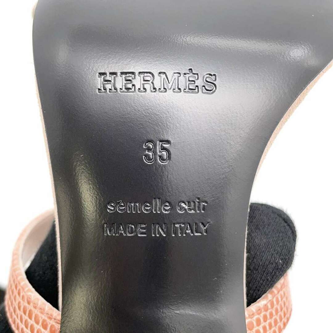 エルメス サンダル ケリーグラマー スエード パイソン レディースサイズ35 HERMES 靴 ピンク