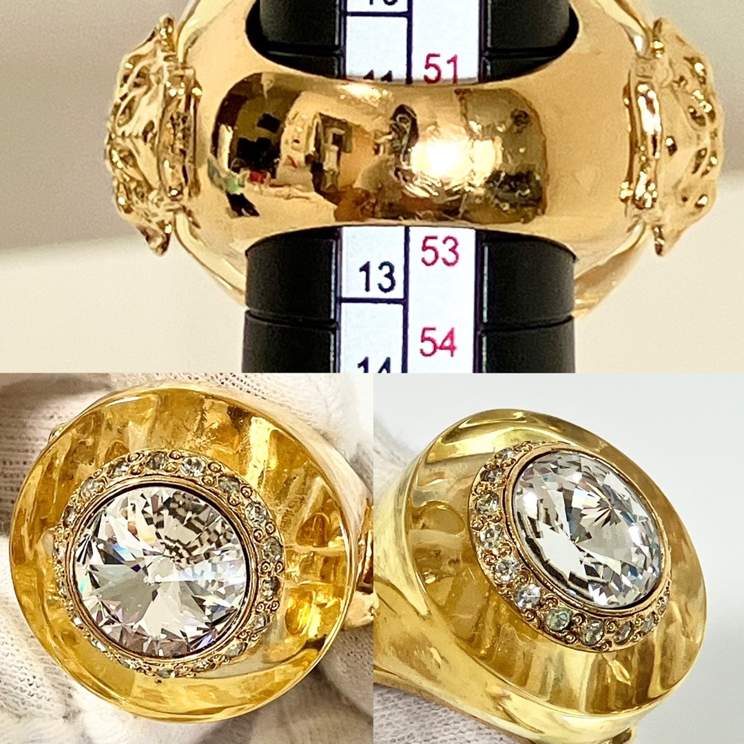ヴェルサーチ メデューサ リング 指輪　ビジュー　サークル　ラインストーン　刻印