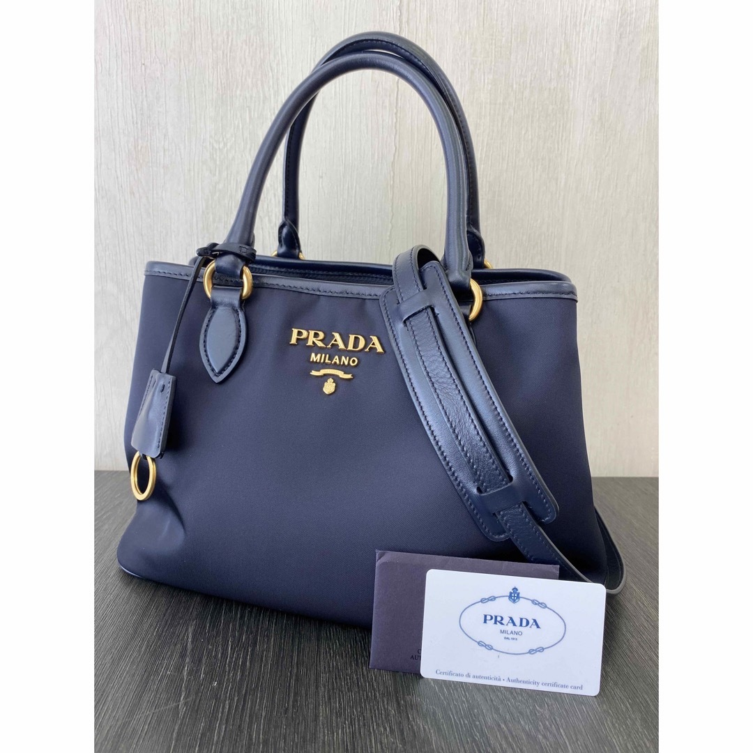 PRADA プラダ トートバッグ ドリル 2WAY トートバッグ ショルダーバッグ コットンキャンバス 1BG395 2VG081 美品  55241