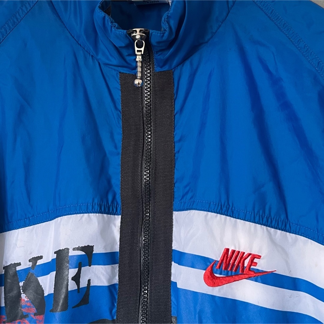 NIKE - 【古着】NIKE ナイロンジャケット90s ブルーブラック 刺繍ロゴ