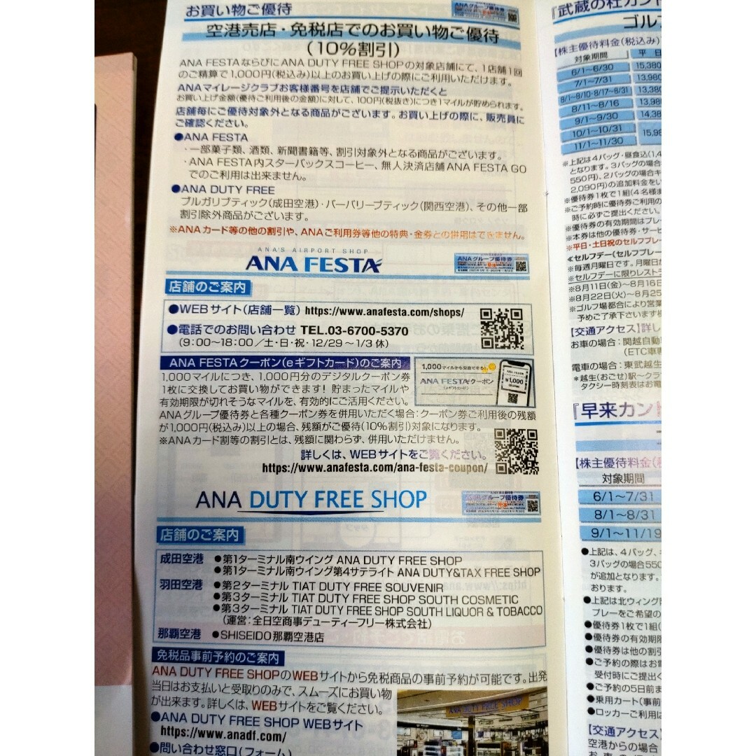 ANA(全日本空輸)(エーエヌエー(ゼンニッポンクウユ))のANA　グループ優待券　冊子 チケットの優待券/割引券(その他)の商品写真