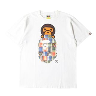 本物エイプAPE コットンベイビーマイロプリント半袖Tシャツメンズサーフ白M