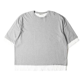 クーティー(COOTIE)のCOOTIE クーティー Tシャツ サイズ:M 20SS オーバーサイズ レイヤード クルーネック 半袖 Tシャツ Cellie S/S Tee アッシュグレー ホワイト トップス カットソー コットン 【メンズ】【中古】(Tシャツ/カットソー(半袖/袖なし))