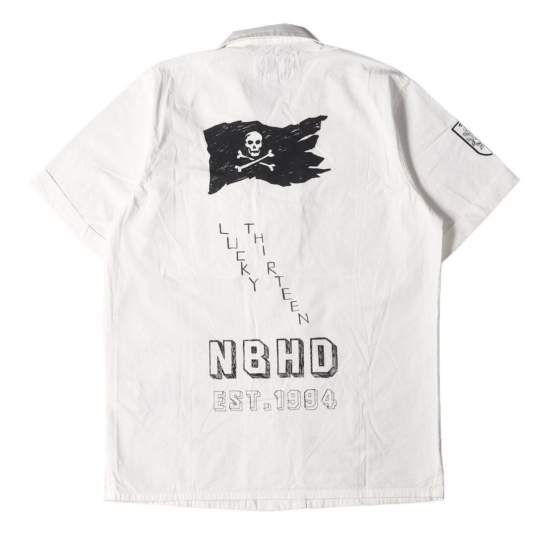 NEIGHBORHOOD ネイバーフッド シャツ サイズ:M 落書きグラフィック オープンカラー 半袖 シャツ MEMORIAL / C-SHIRT.  SS 17AW ホワイト 白 トップス カジュアルシャツ 【メンズ】【中古】