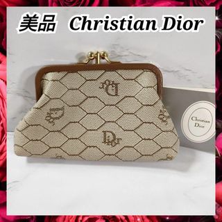 Christian Dior クリスチャンディオール 二つ折り財布 小銭入れ ガマ口 トロッター ジャガードキャンバス レザー 良品  55905