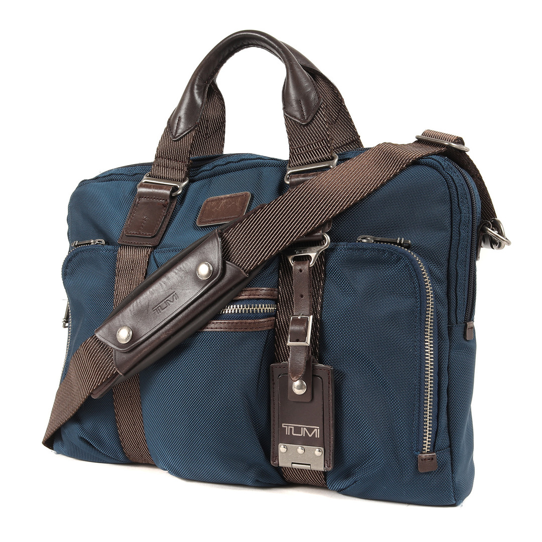 TUMI(トゥミ)のTUMI トゥミ 2WAY ナイロン ショルダー ハンド ブリーフ ケース ALPHA BRAVO Mcnair Slim Brief 22611BTH マクネア スリム バッグ ガーメント ビジネス ブルー カバン 【メンズ】【中古】 メンズのバッグ(ショルダーバッグ)の商品写真