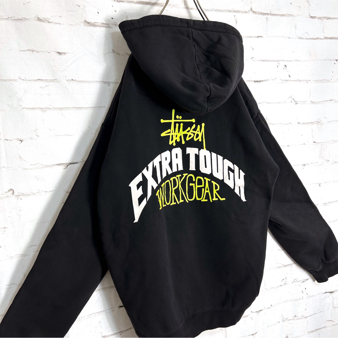 新品!!海外限定!!超希少 STUSSY ブラック バックプリント パーカー L