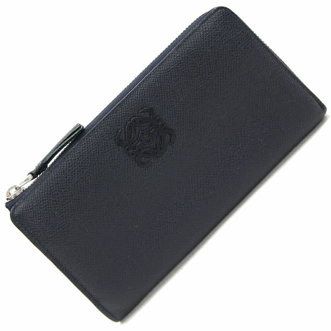 ロエベ L字ファスナー長財布 ブラック ネイビー レザー財布