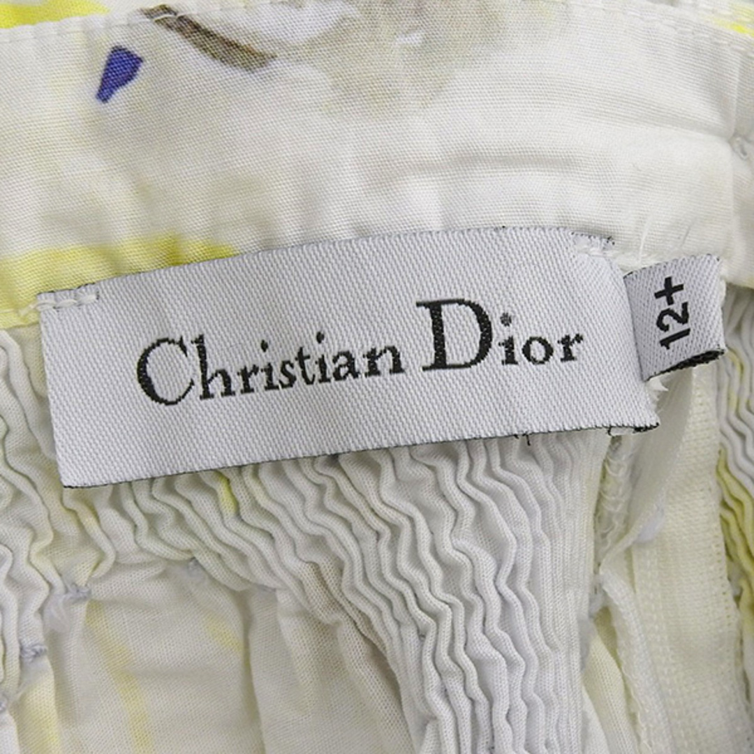 Christian Dior(クリスチャンディオール)の美品 クリスチャンディオール Christian Dior コットン100% 花柄 スカート キッズ ホワイト×イエロー size12＋ Y02176 レディースのスカート(その他)の商品写真