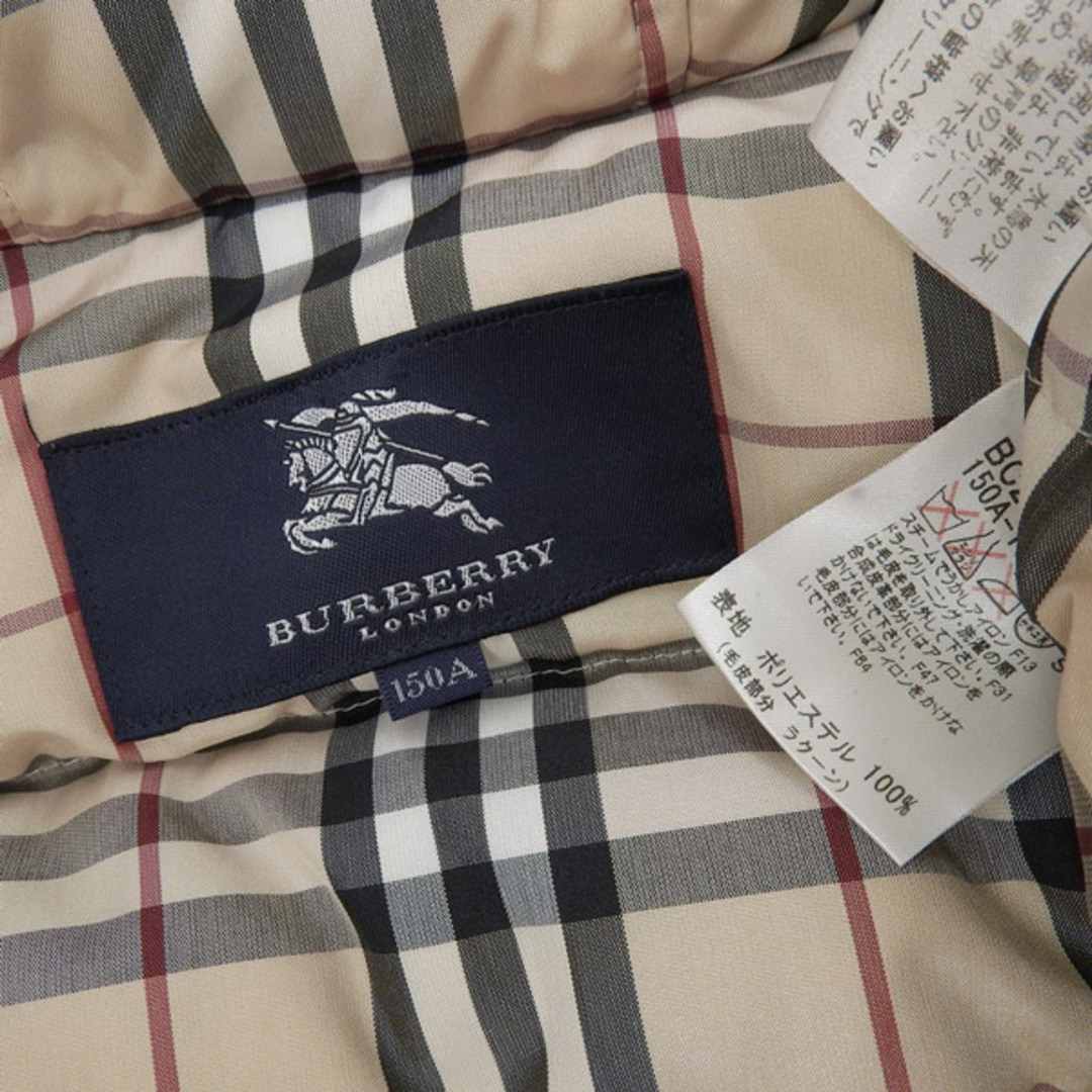 BURBERRY(バーバリー)の美品 バーバリー Burberry ダウンジャケット キッズ ブラック size150A ファー フード付 Y02183 レディースのジャケット/アウター(ダウンジャケット)の商品写真