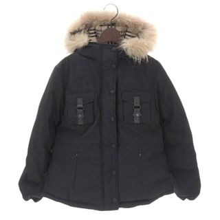 バーバリー(BURBERRY)の美品 バーバリー Burberry ダウンジャケット キッズ ブラック size150A ファー フード付 Y02183(ダウンジャケット)