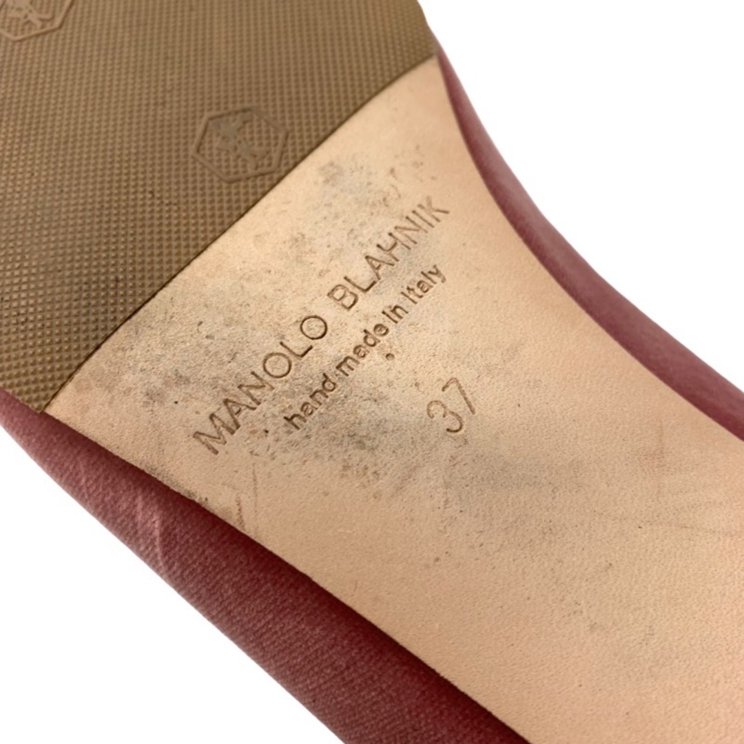 MANOLO BLAHNIK(マノロブラニク)のマノロブラニク フラットシューズ フラットパンプス ハンギシ ベロア ピンク レディースの靴/シューズ(バレエシューズ)の商品写真