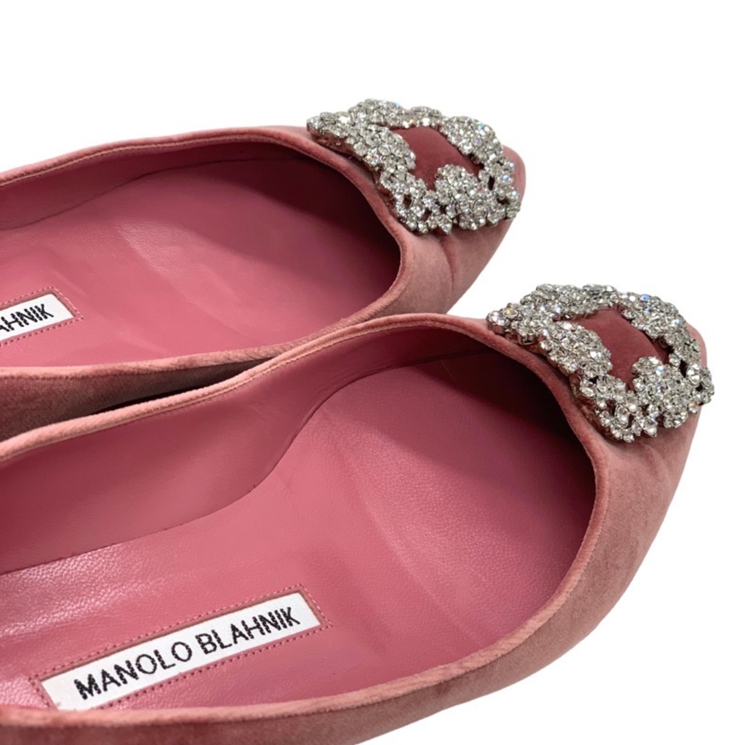 MANOLO BLAHNIK(マノロブラニク)のマノロブラニク フラットシューズ フラットパンプス ハンギシ ベロア ピンク レディースの靴/シューズ(バレエシューズ)の商品写真