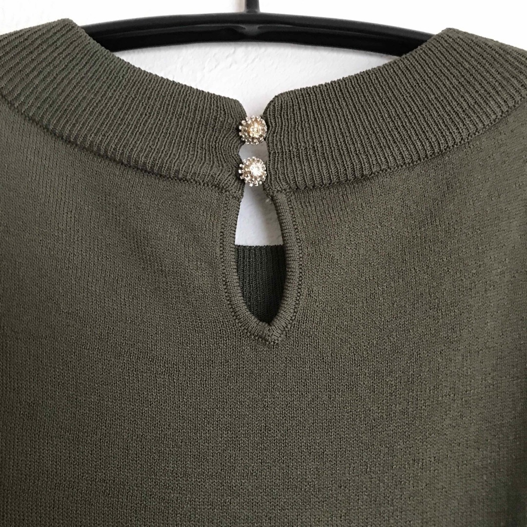 Perle Peche(ペルルペッシュ)のペルルペッシュ　シフォンスリーブ半袖ニット レディースのトップス(ニット/セーター)の商品写真