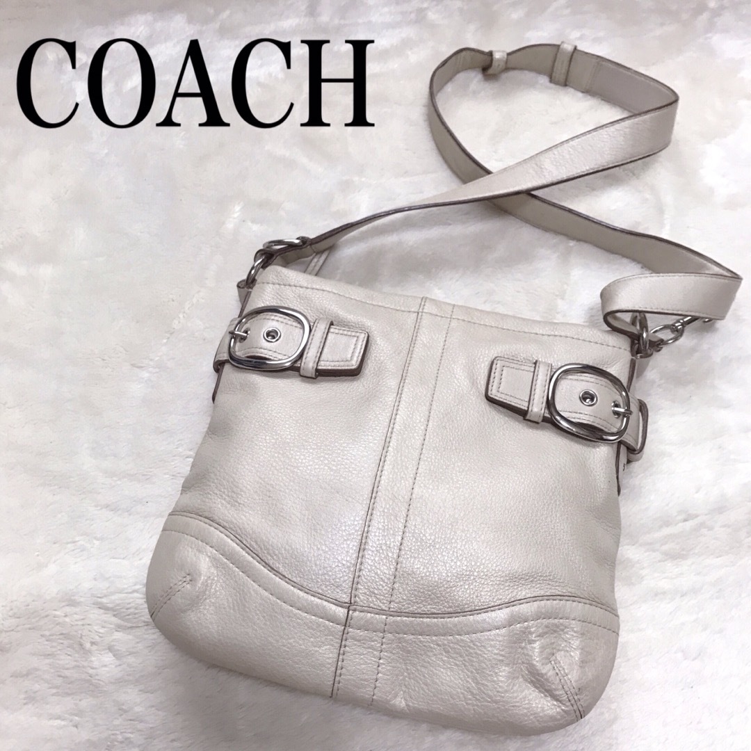 COACH オールレザー ショルダーバック クロスボディ オフホワイト 斜め掛け | フリマアプリ ラクマ