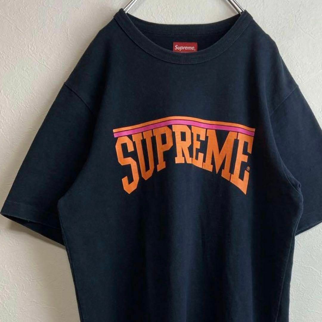 Supreme - 【人気ビッグアーチロゴ】Supreme古着Tシャツ紺ネイビー半袖