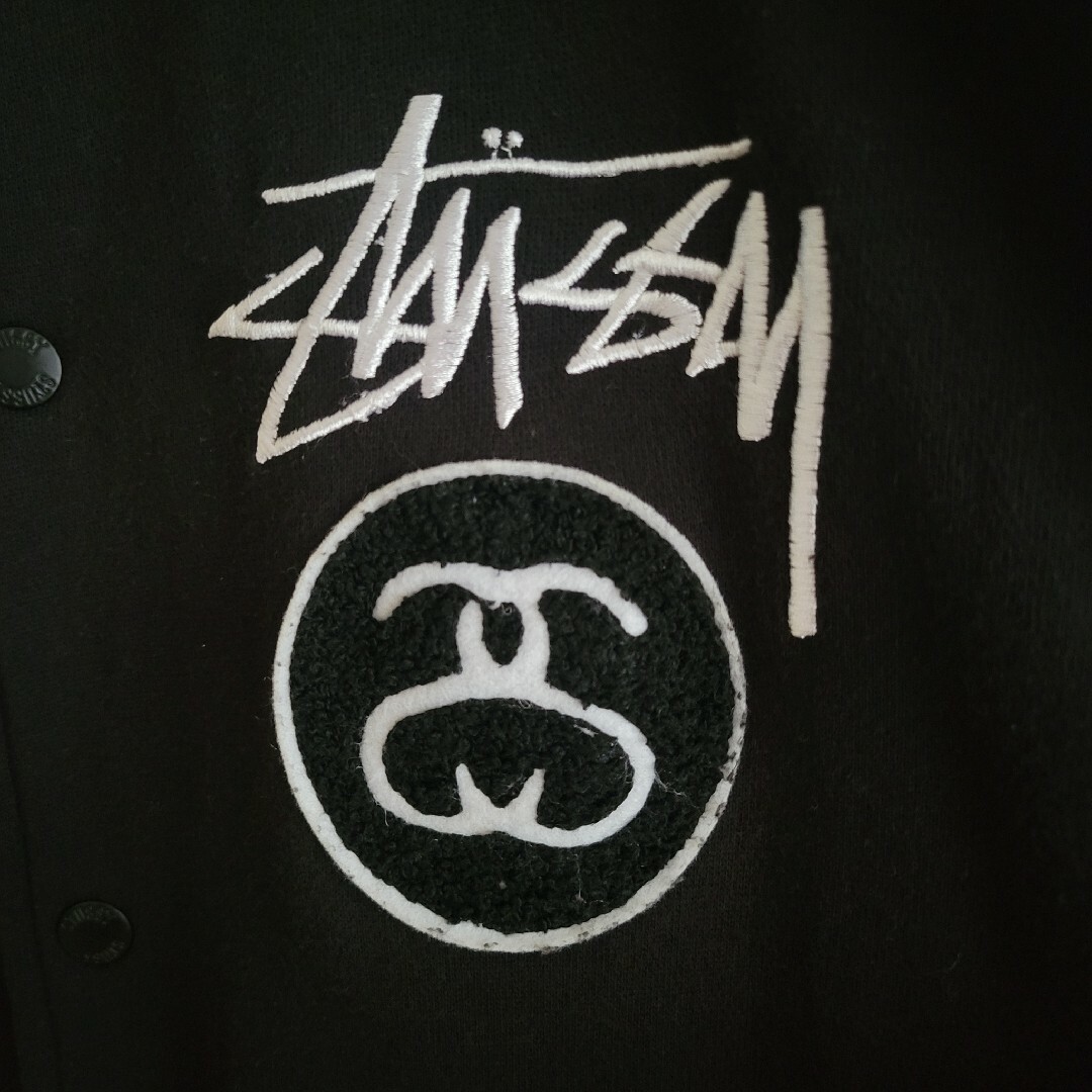 《希少》ステューシー STUSSY☆スウェットスタジャン XL 刺繍 ブラック