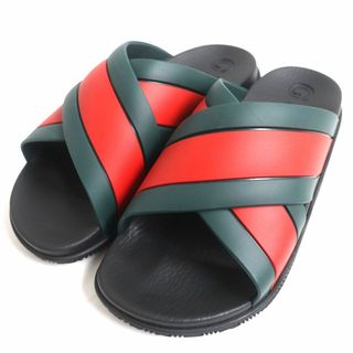 グッチ(Gucci)の極美品▼2022年製 GUCCI グッチ 630326 ウェブライン ラバー スライドサンダル/シャワーサンダル 赤×緑×黒 6(25cm) メンズ イタリア製(サンダル)