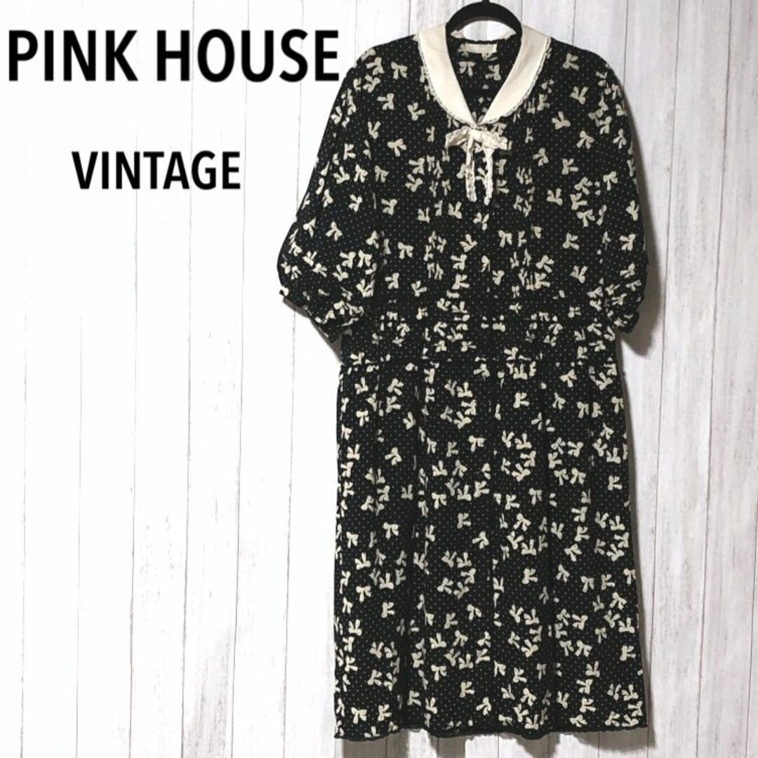 38ｃｍ肩幅ピンクハウス ワンピース ヴィンテージ④/PINK HOUSE リボン ドット