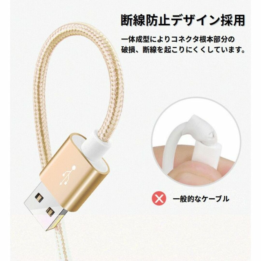 ライトニングケーブル iPhone充電コード 2m 5本 シルバー スマホ/家電/カメラのスマホアクセサリー(その他)の商品写真