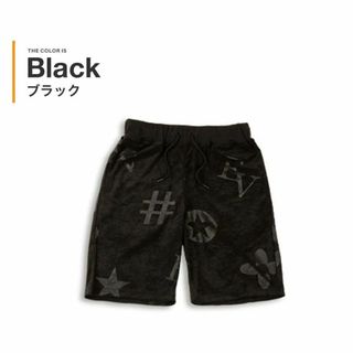 モチーフ柄 型押し パイル生地 ショーツ/黒(全3色)(ショートパンツ)