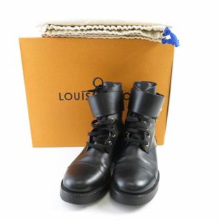 ルイヴィトン(LOUIS VUITTON)のLOUIS VUITTON ルイヴィトン ワンダーランド ライン フラットレンジャー ブーツ 1点 ブラック 35 1/2(22.5～23cm相当） 1A1IY2 レザー レースアップ レディース AC1447W3 (ブーツ)