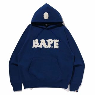 BAPE パーカー ブルー フェルトワッペン メンズ XL 稀品 即納-