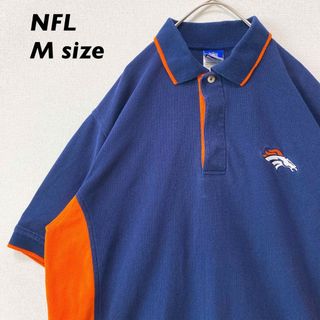 US古着　NFL 半袖ポロシャツ　ラガー　ワンポイント刺繍ロゴ　男女兼用　M(ポロシャツ)