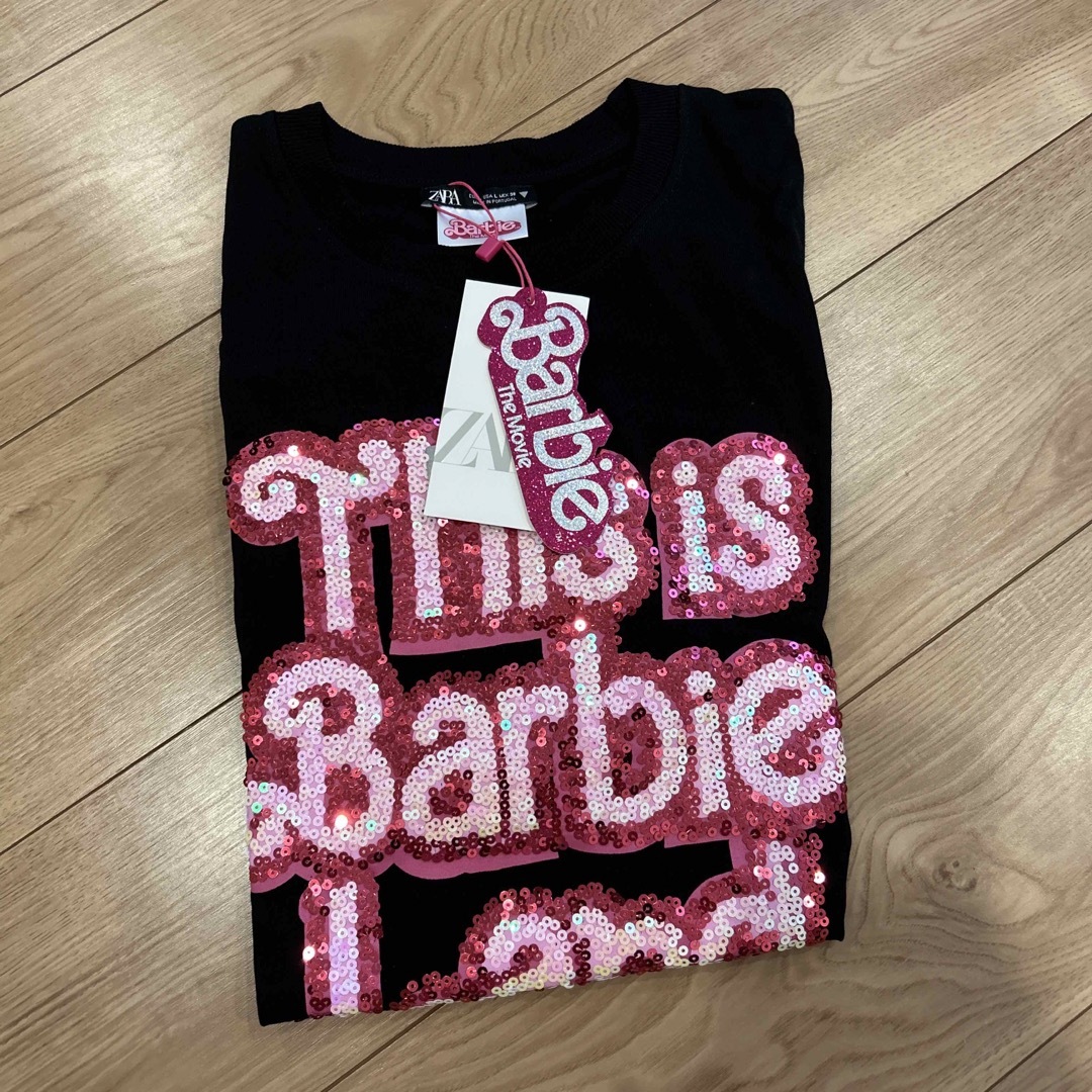 【即完売品】ZARA×Barbie　ザラ　バービー　Tシャツ　ブラック　Lサイズ