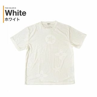 モチーフ柄 型押し パイル生地 Tシャツ/白(全3色)(Tシャツ/カットソー(半袖/袖なし))