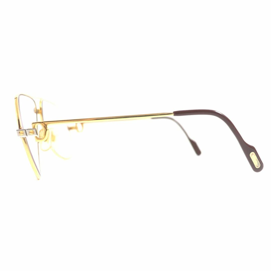 美品▼Cartier カルティエ サントス ティアドロップ ロゴ金具 メガネ/アイウェア 度入り ゴールド×ボルドー 56□16 135 フランス製 2