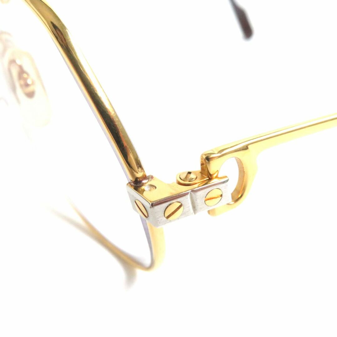 美品▼Cartier カルティエ サントス ティアドロップ ロゴ金具 メガネ/アイウェア 度入り ゴールド×ボルドー 56□16 135 フランス製 5