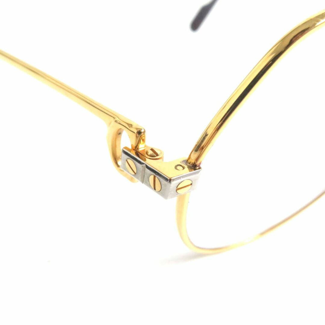 美品▼Cartier カルティエ サントス ティアドロップ ロゴ金具 メガネ/アイウェア 度入り ゴールド×ボルドー 56□16 135 フランス製 6