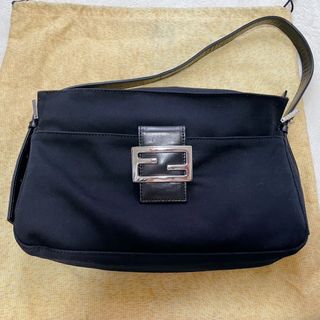 FENDI マンマバケット　ジャージ✖️レザー　シルバー金具　黒