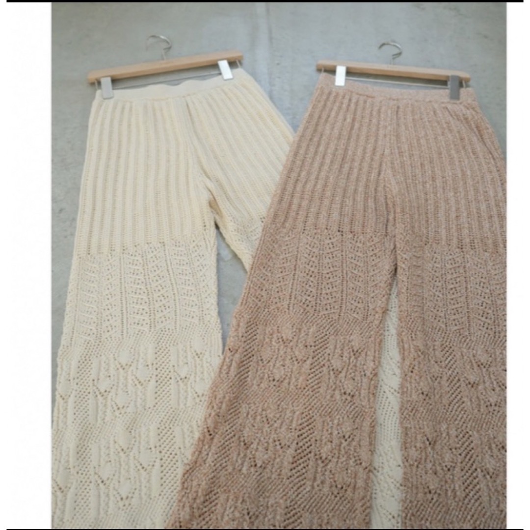 crochet knit pants orange - カジュアルパンツ