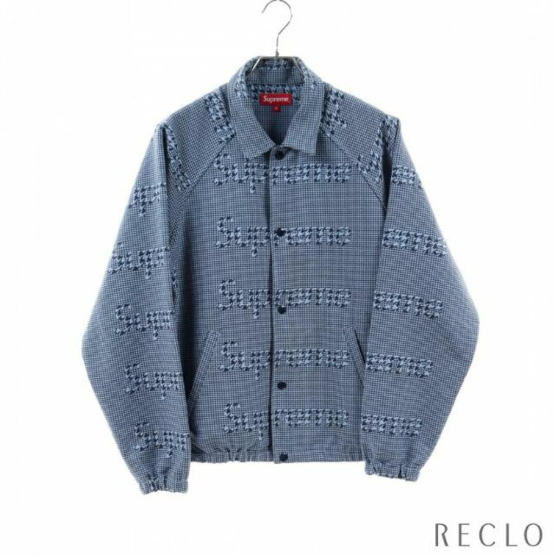 Houndstooth Logos Snap Front Jacket ブルゾン ブルーグレー ネイビー