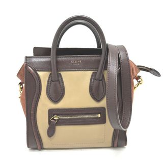 セリーヌ(celine)のセリーヌ CELINE ラゲージナノ ショッパー 168243 旧ロゴ 2WAY カバン トートバッグ ハンドバッグ ショルダーバッグ レザー ブラウン(ショルダーバッグ)