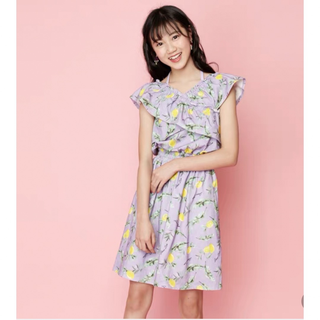 JENNI(ジェニィ)のJenni 定価5400円　160cm レモン柄　ワンピース　ラベンダー キッズ/ベビー/マタニティのキッズ服女の子用(90cm~)(ワンピース)の商品写真