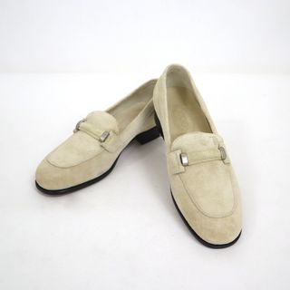 トッズ(TOD'S)の【TOD'S】トッズ ローファー スエード ベージュ×シルバー金具　37サイズ(24cm)/br2816ik(ローファー/革靴)