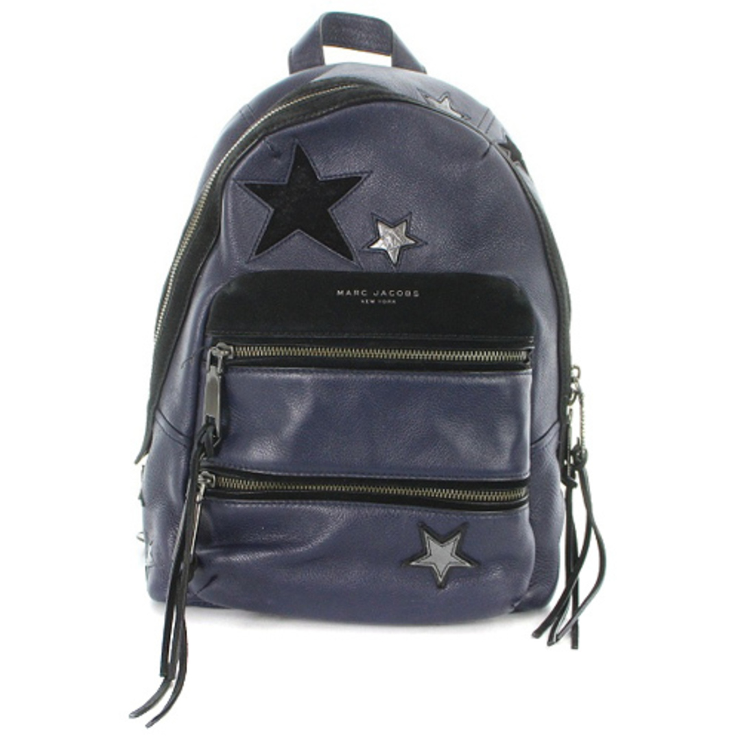 MARC JACOBS - マークジェイコブス レザー リュック ロゴ 紺 ネイビー