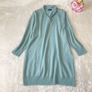 超美品【レオナール】ゆったり44♡ ペパーミントグリーン/チュニックワンピース