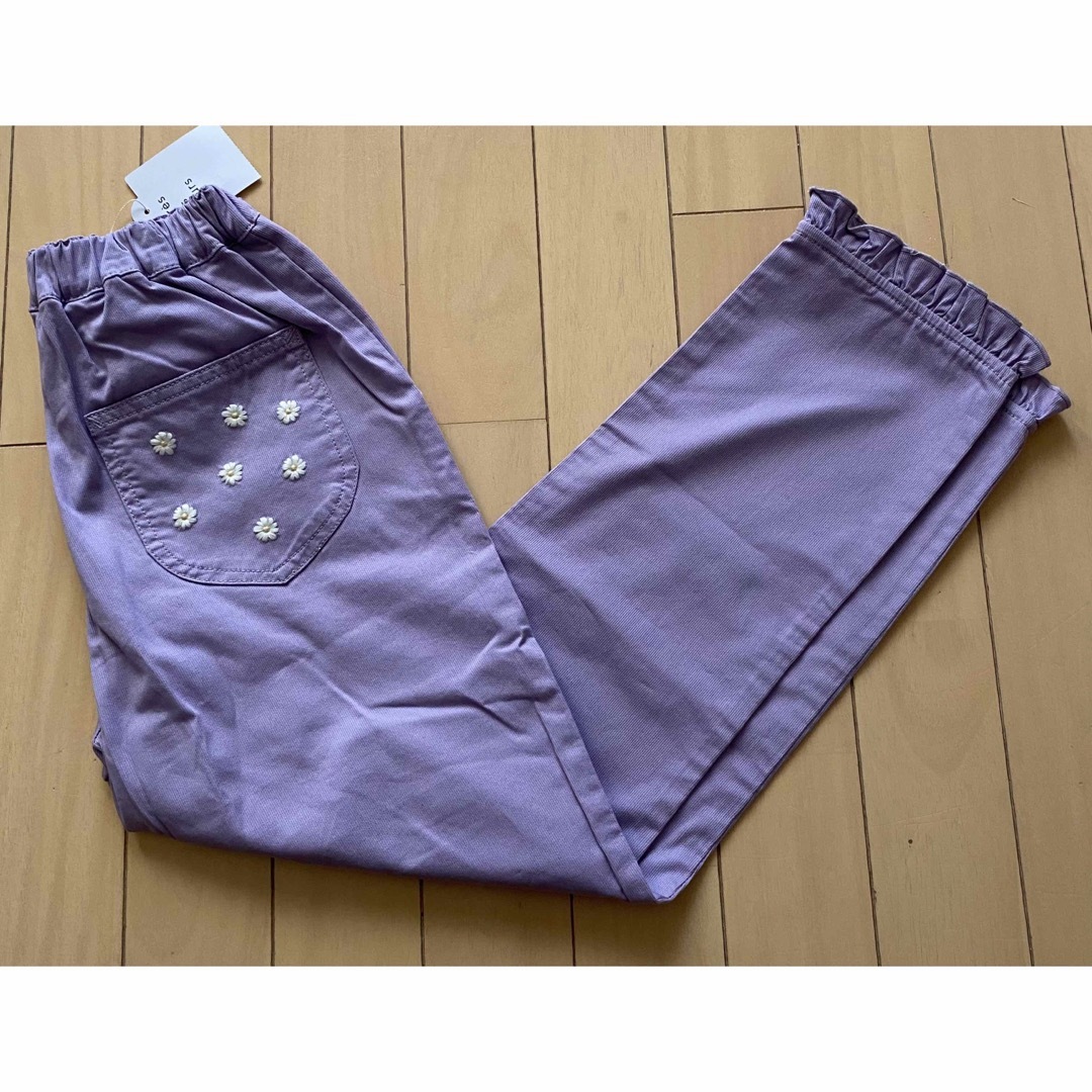 プティマイン 花刺繍ブラウス 100cm 花柄 紫 パープル デイジー